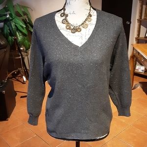 EXPRESS Gray Metalic Blouse Spandex runs M
